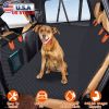 Dog Car Back Seat Cover With Zipper Mesh Window Storage Bags Waterproof 600D Oxford Cloth Car Seat Protector With Slide Flaps For Cars Trucks SUVs