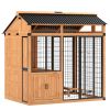 7' x 5' Extra Large Dog House, Wood Outdoor Dog Kennel with Platform, Storage Cabinet for Large Breeds, Yellow