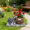 Patio Outdoor Decoration Schnauzer Dog Solar Planter Statue with LED Light Solar Lantern