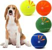 Tennis Ball Dog Toys 4 Pack - 4-Inch Durable and Safe Dog Ball, Sound Output from The Large Tennis Balls for Dogs with Mesh Bag