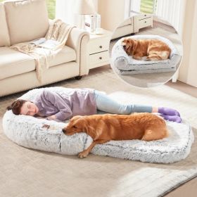 Human Dog Bed 71 X 43 X12 Dog Beds For Large Dogs Foldable Plush Washable Dog Bed For People Doze Off, Orthopedic Dog Beds For Humans Size Fits You An (Option: Gray)
