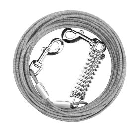 9.8FT Dog Tie Out Cable Long Dog Leash Chew Proof Lead Dog Chain with Durable Spring 360° Rotatable Clips PVC Case for Outside Yard Caming (Option: Grey_3M)