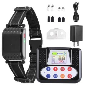 990FT Range Dog Wireless Fence Remote Training Collar IPX6 Waterproof Receiver with 0-9 Levels Beep Vibration Shock Mode 4 Channels Rechargeable Trans (Option: Fence)