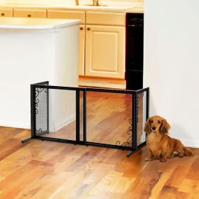 Richell Freestanding Metal Mesh Pet Gate (Color: Black)
