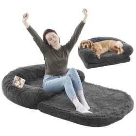 Human Dog Bed 71 X 43 X12 Dog Beds For Large Dogs Foldable Plush Washable Dog Bed For People Doze Off, Orthopedic Dog Beds For Humans Size Fits You An (Option: DarkGrey)
