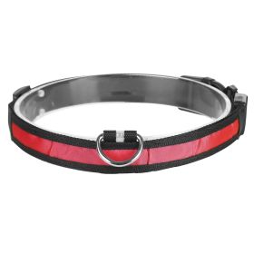 LED Dog Collar USB Rechargeable Adjustable Dog Safety Collar Night Safety Flashing Luminous Light up Collar (Option: S_Red)