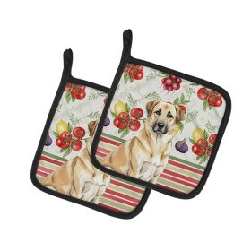 Vegetables Pair of Pot Holders Pair 7.5x7.5 Quilted Insulated Hot Pads Decorative Kitchen Gift Made in USA (Option: Anatolian Shepherd Dog)