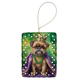 Porcelain Ornament Christmas Tree Hanging Decorations for Home Christmas Holiday, Rectangle, Gift, Multicolor (Option: Brussels Griffon King Of Mardi Gras)