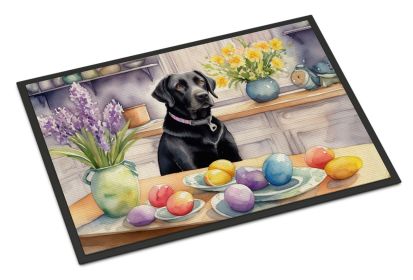Doormat Front Door Mat Indoor Outdoor Rugs for Entryway, Non Slip Washable Low Pile, 18H X 27W (Option: New Decorating Easter Black Labrador Retriever)
