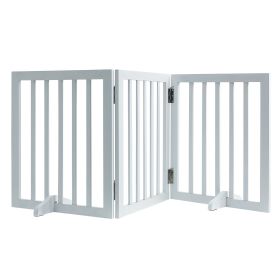 Free Standing Dog Gate, 24" H x 60" W Freestanding Pet Gate, 3 Panels Foldable Dog Gate for Wide and Narrow Passageways (Function: Foldable, Width: 60 inch)