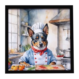 Framed Metal Print Bathroom, Kitchen, Office, Home Decor Wall Art Ready to Hang, Square, 8X8 (Option: Australian Cattle Dog The Chef)