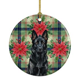 Christmas Poinsettas Ceramic Ornament Christmas Tree Hanging Decorations for Home Christmas Holiday, Party, Gift, 3 in (Option: Black German Shepherd)