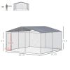 Outdoor Dog Kennel Galvanized Steel Fence with Cover Secure Lock Mesh Sidewalls for Backyard