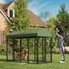 Outdoor Dog Kennel with Rotating Bowl Holders, Walk-in Pet Playpen with Waterproof Cover, 8' x 4' x 6'