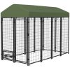 Outdoor Dog Kennel with Rotating Bowl Holders, Walk-in Pet Playpen with Waterproof Cover, 8' x 4' x 6'