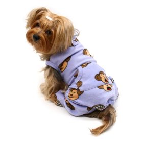 Silly Monkey Front Sleeveless Fleec Pajamas (Color: lavender, size: M)